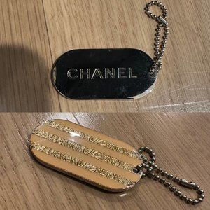 AUTH CHANEL Pink Dog Tag Keychain Accessory Charm Christmas 2012 Authentic NEW